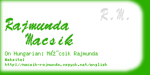rajmunda macsik business card